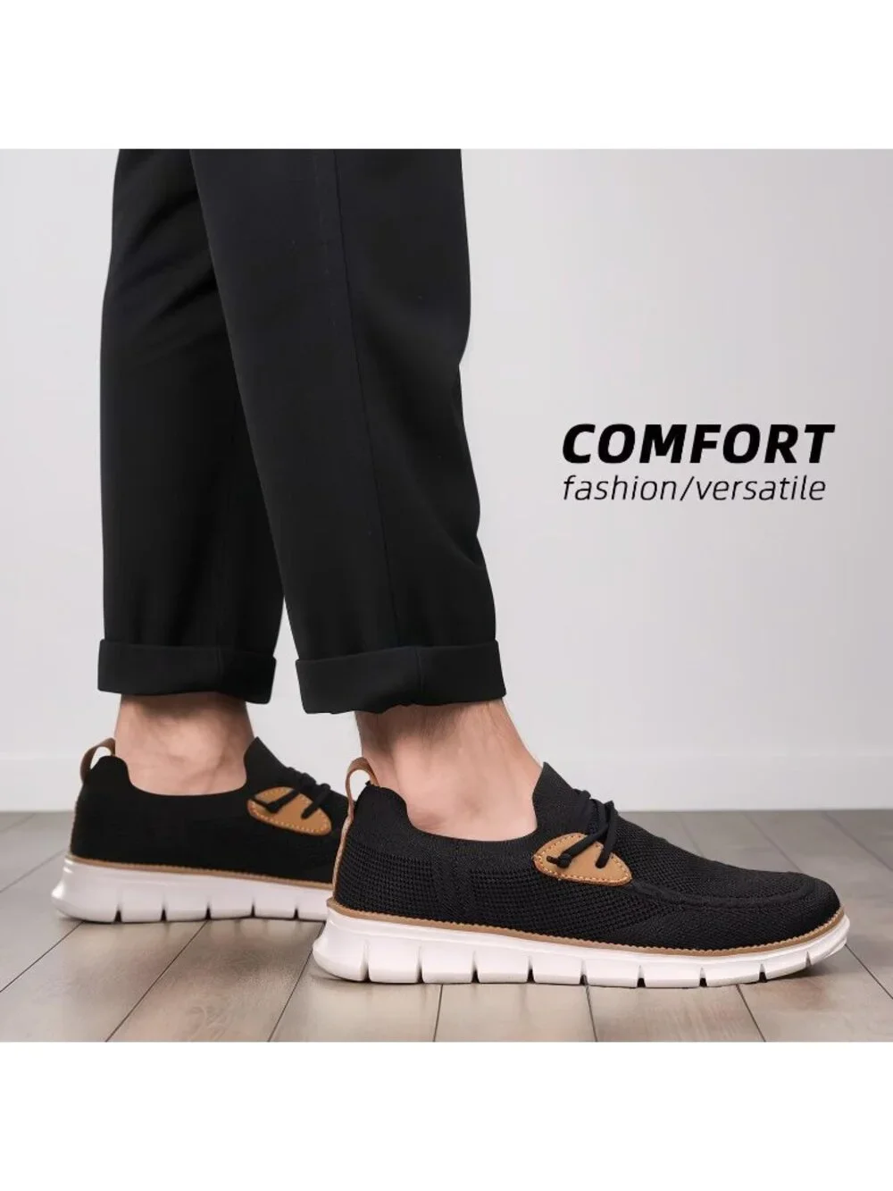 Men's Black White Loafers Slip On Walking Dress Casual Business Oxfords Sneakers